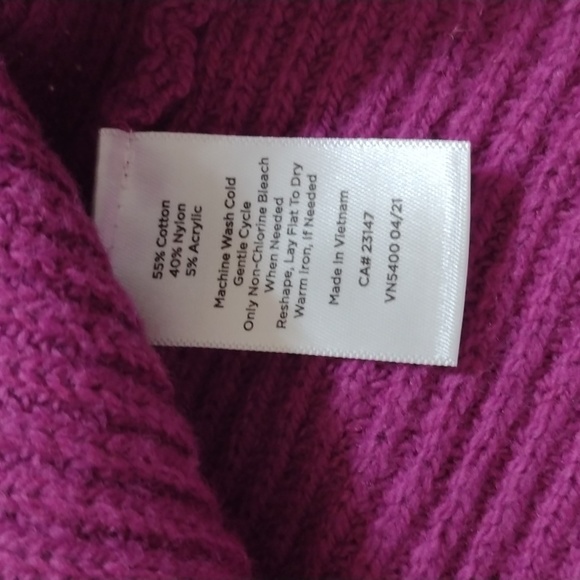 Talbots Purple Tipped V-neck Pullover Ribbed Knit Sweater Size M NWT - Picture 8 of 9